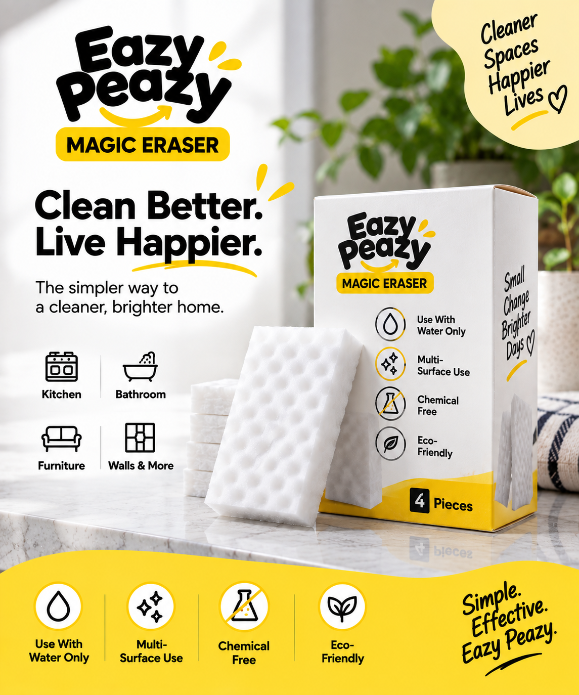 EAZY PEAZY ALL IN ONE MAGIC ERASER (4 PCS)