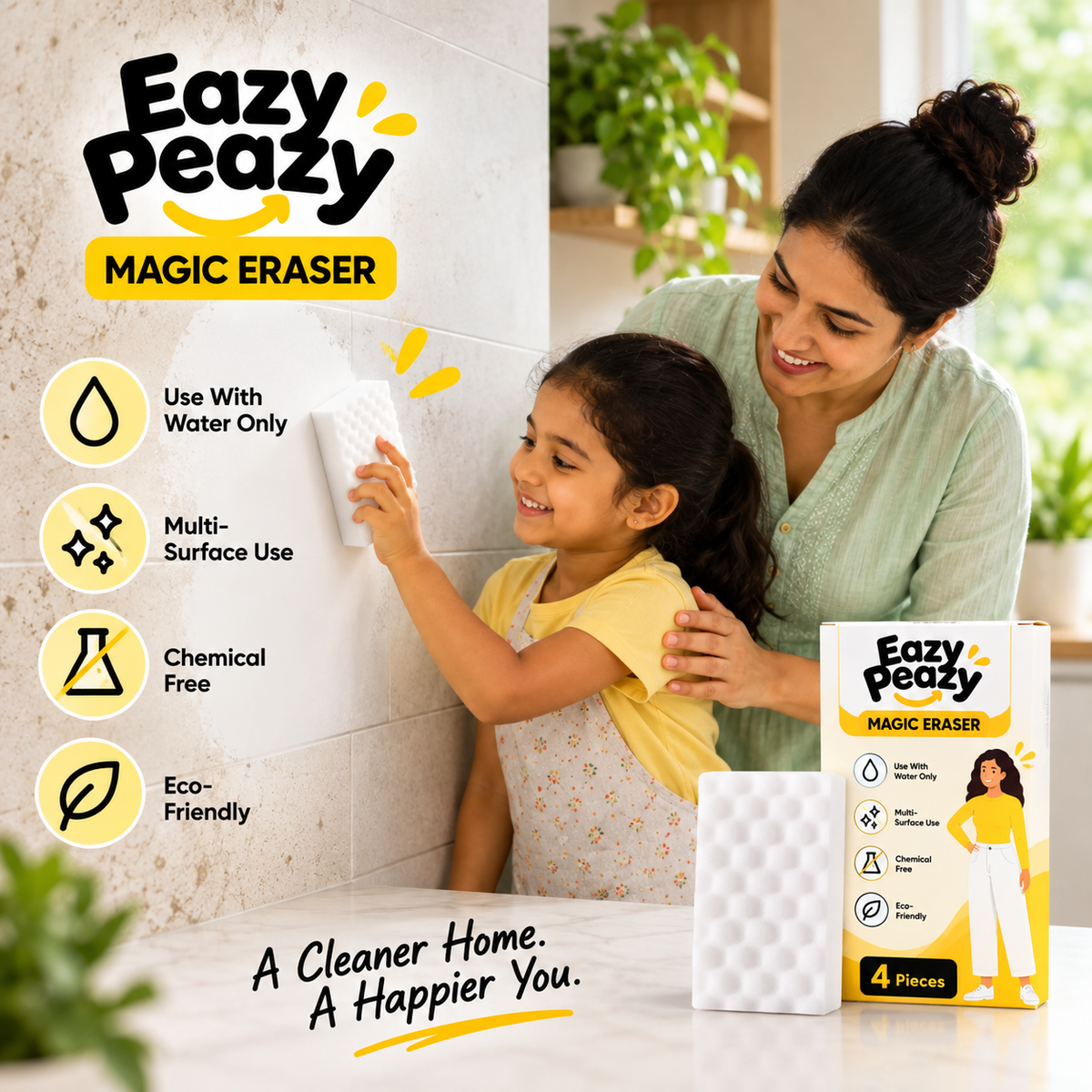 EAZY PEAZY ALL IN ONE MAGIC ERASER (4 PCS)